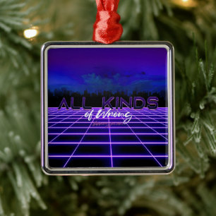 SlipperyJoe's all kinds wrong bold 3D text retro 1 Metal Tree Decoration