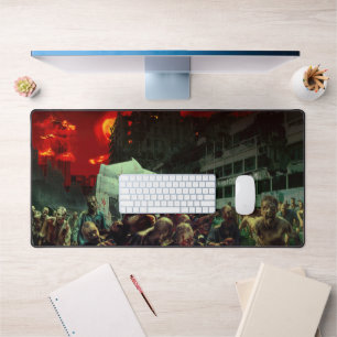 SlipperyJoe's apocalyptic Halloween scene large gr Desk Mat