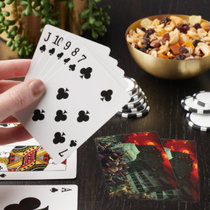 SlipperyJoe's apocalyptic Halloween scene large gr Playing Cards