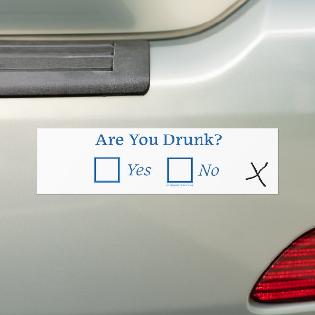 SlipperyJoe's Are You Drunk hammered check boxes c Bumper Sticker (On Car)