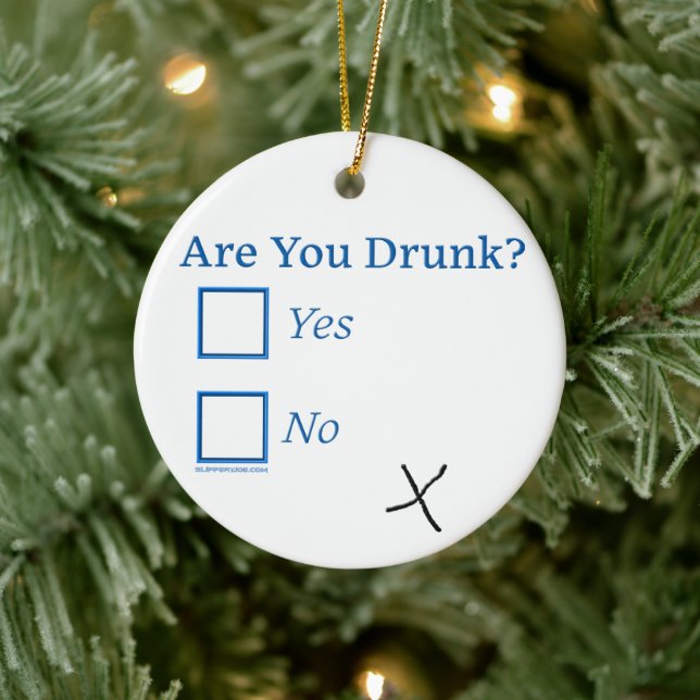 SlipperyJoe's Are You Drunk hammered check boxes c Ceramic Tree Decoration (Tree)