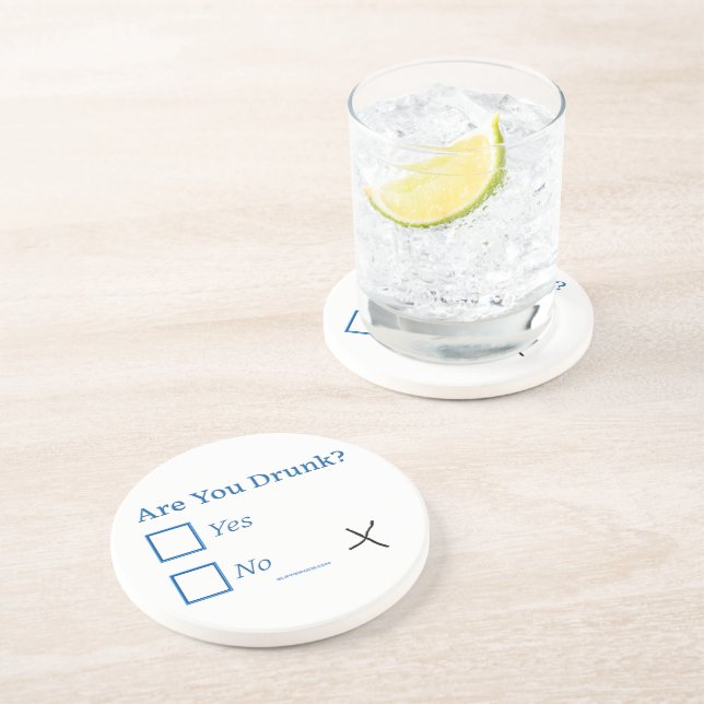 SlipperyJoe's Are You Drunk hammered check boxes c Coaster (Side)