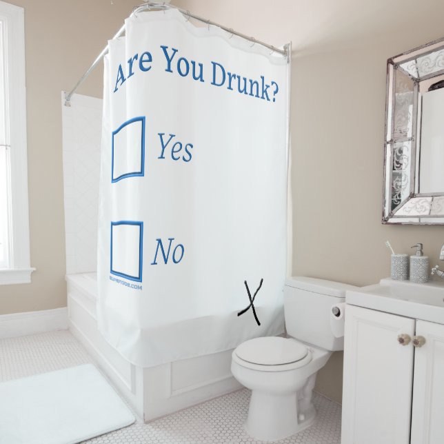 SlipperyJoe's Are You Drunk hammered check boxes c Shower Curtain (In Situ)