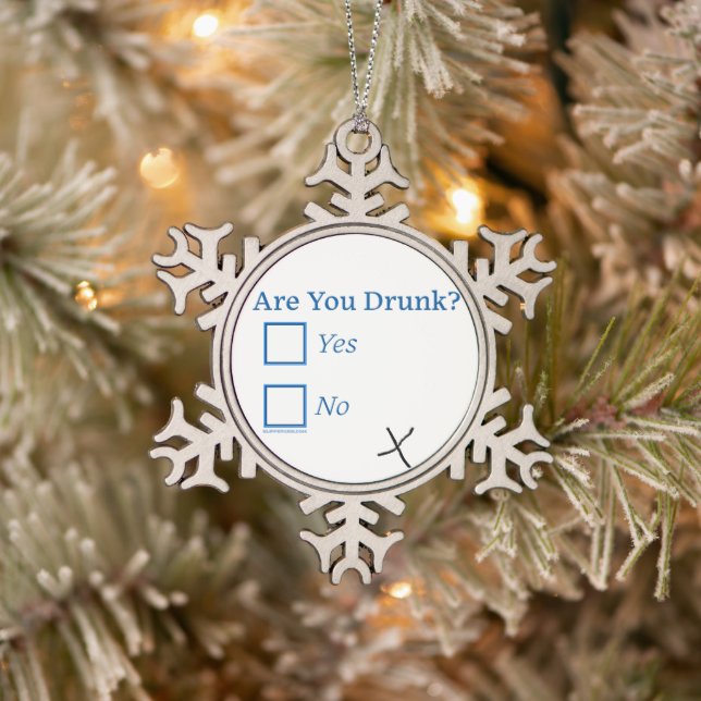 SlipperyJoe's Are You Drunk hammered check boxes c Snowflake Pewter Christmas Ornament (Tree)