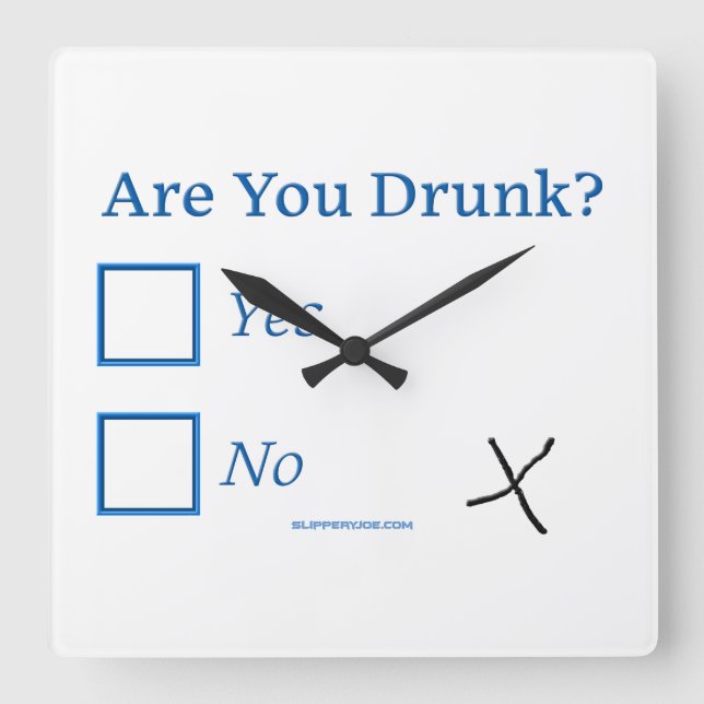 SlipperyJoe's Are You Drunk hammered check boxes c Square Wall Clock (Front)