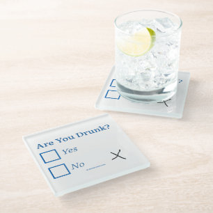 SlipperyJoe's are you drunk humourous slightly sar Glass Coaster