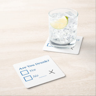 SlipperyJoe's are you drunk humourous slightly sar Square Paper Coaster