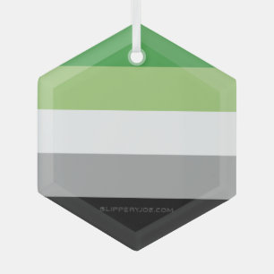 SlipperyJoe's Aromantic Pride Flag gay gifts LGBTQ Glass Tree Decoration