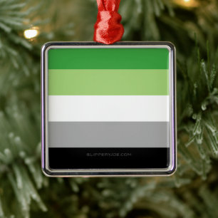 SlipperyJoe's Aromantic Pride Flag gay gifts LGBTQ Metal Tree Decoration