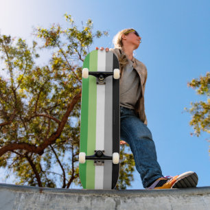 SlipperyJoe's Aromantic Pride Flag gay gifts LGBTQ Skateboard
