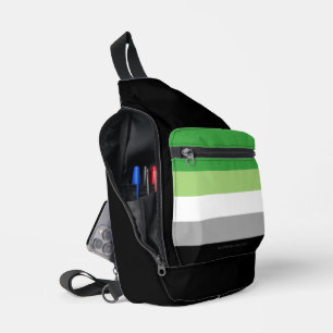 SlipperyJoe's Aromantic Pride Flag gay gifts LGBTQ Sling Bag