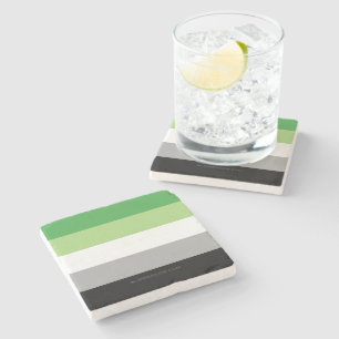 SlipperyJoe's Aromantic Pride Flag gay gifts LGBTQ Stone Coaster