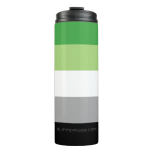 SlipperyJoe's Aromantic Pride Flag gay gifts LGBTQ Thermal Tumbler