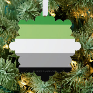 SlipperyJoe's Aromantic Pride Flag gay gifts LGBTQ Tree Decoration Card