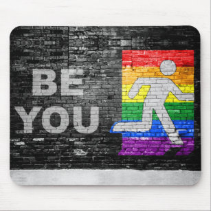 SlipperyJoe's artistic Be You gay pride gifts LGBT Mouse Mat
