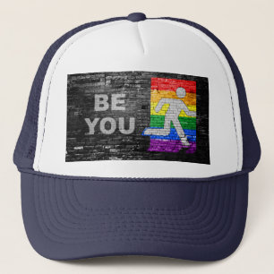 SlipperyJoe's artistic Be You gay pride gifts LGBT Trucker Hat