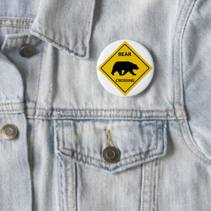 SlipperyJoe's artistic bear crossing sign gay prid 6 Cm Round Badge