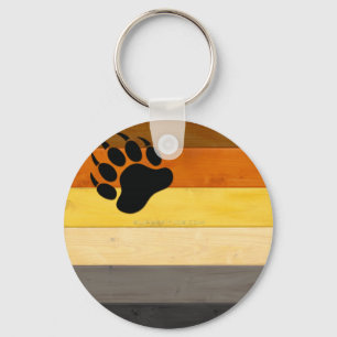 SlipperyJoe's artistic Bear Pride Wood gay gifts B Key Ring