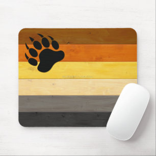 SlipperyJoe's artistic Bear Pride Wood gay gifts B Mouse Mat