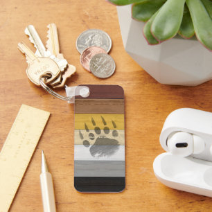 SlipperyJoe's artistic Bear Wood gay gifts Bear Br Key Ring