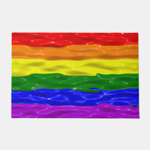 SlipperyJoe's artistic Colorful gay Pride gifts LG Doormat