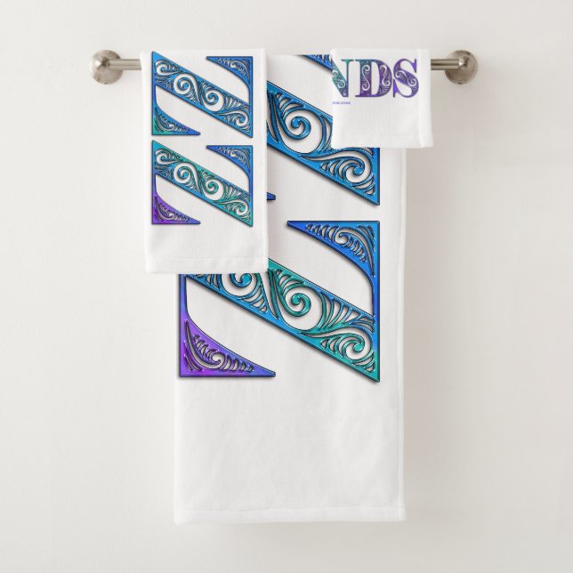 SlipperyJoe's artistic Jazz Hands vibrant colours  Bath Towel Set (Insitu)