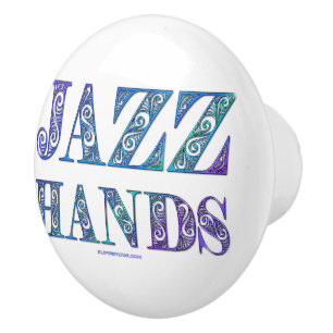 SlipperyJoe's artistic Jazz Hands vibrant colours Ceramic Knob