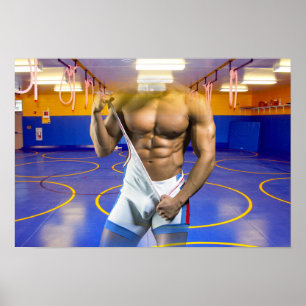 SlipperyJoe's artistic Man six-pack gay pride gift Poster