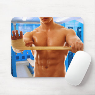 SlipperyJoe's artistic muscular man gay pride gift Mouse Mat