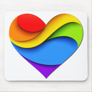 SlipperyJoe's artistic Pride Heart Curves gay gift Mouse Mat
