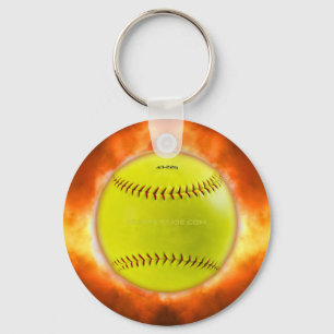 SlipperyJoe's artistic Softball on fire gay gifts  Key Ring