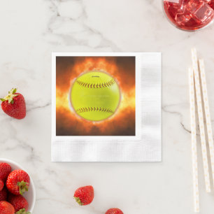 SlipperyJoe's artistic Softball on fire gay gifts Napkin