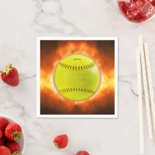 SlipperyJoe's artistic Softball on fire gay gifts  Napkin