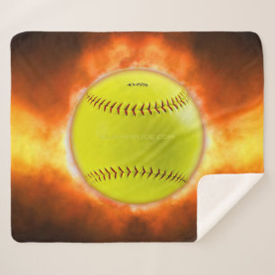 SlipperyJoe's artistic Softball on fire gay gifts  Sherpa Blanket