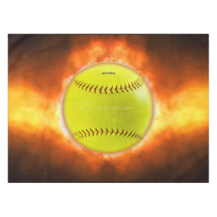 SlipperyJoe's artistic Softball on fire gay gifts  Tablecloth