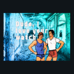 SlipperyJoe's artistic underwear cartoon gay gifts Poster<br><div class="desc">SlipperyJoe's artistic underwear cartoon gay gifts LGBTQIA abandoned building 2 men blue aqua red shorts glass Jewellery 60's</div>