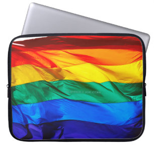 SlipperyJoe's artistic Wave Gay Pride Flag gifts L Laptop Sleeve