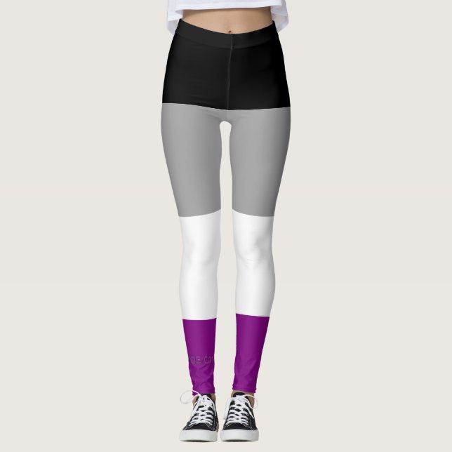 SlipperyJoe's asexual pride flag emphasising inclu Leggings (Front)