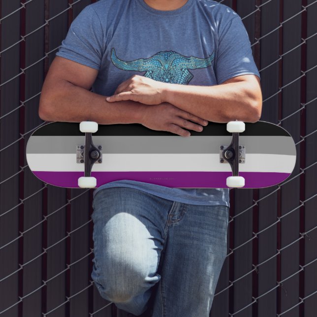SlipperyJoe's asexual pride flag emphasising inclu Skateboard (Outdoor 3)