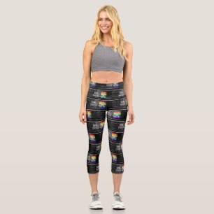 SlipperyJoe's Be You black brick wall walking figu Capri Leggings