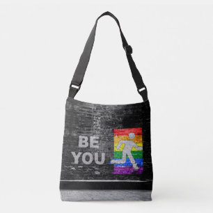SlipperyJoe's Be You black brick wall walking figu Crossbody Bag