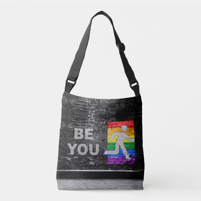 SlipperyJoe's Be You black brick wall walking figu Crossbody Bag (Front)