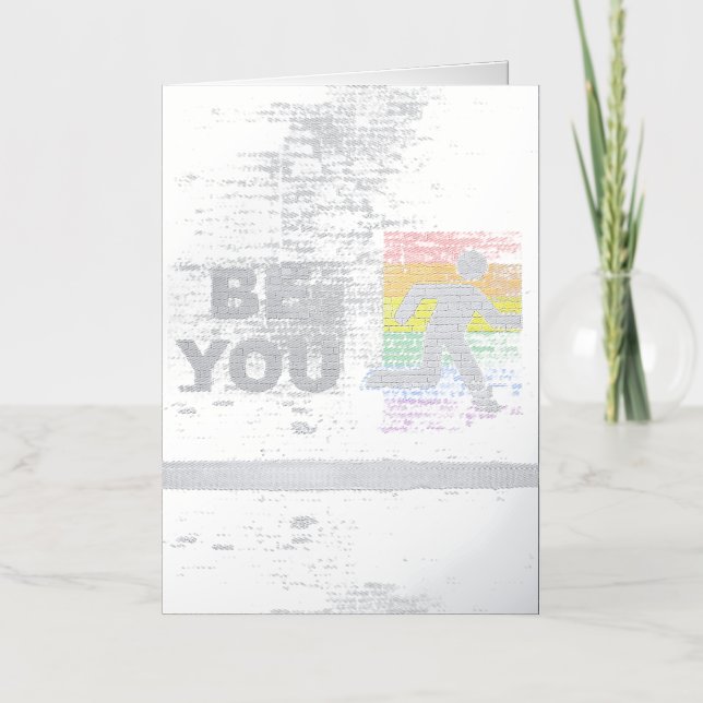 SlipperyJoe's Be You black brick wall walking figu Foil Greeting Card (Front)