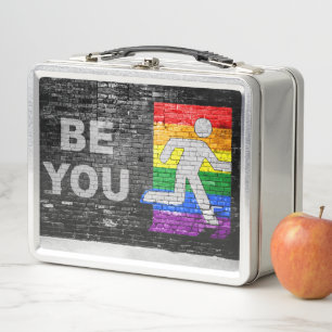 SlipperyJoe's Be You black brick wall walking figu Metal Lunch Box