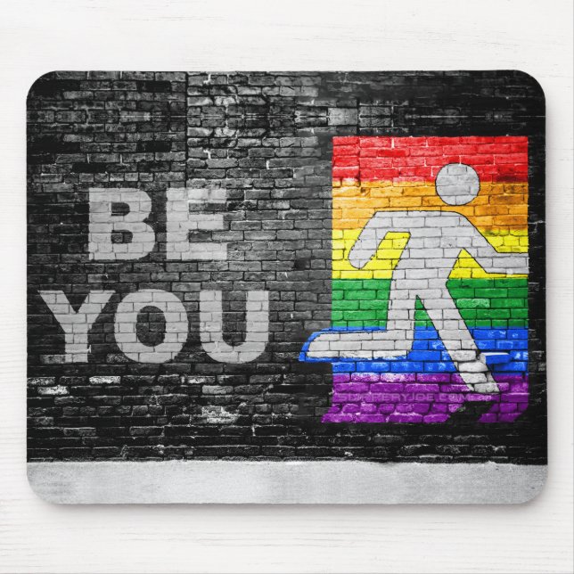 SlipperyJoe's Be You black brick wall walking figu Mouse Mat (Front)