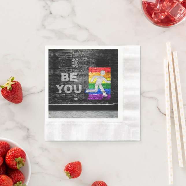 SlipperyJoe's Be You black brick wall walking figu Napkin (Insitu)