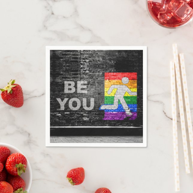 SlipperyJoe's Be You black brick wall walking figu Napkin (Insitu)