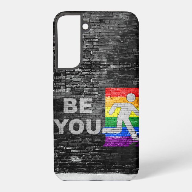 SlipperyJoe's Be You black brick wall walking figu Samsung Galaxy S22+ Case (Back)