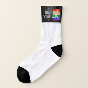 SlipperyJoe's Be You black brick wall walking figu Socks