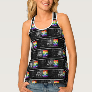 SlipperyJoe's Be You black brick wall walking figu Tank Top